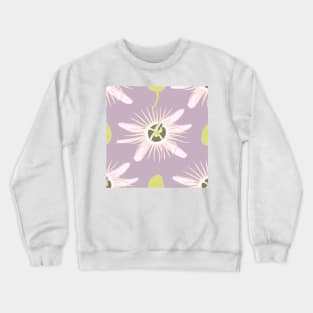 White Blossoms on a Purple Background Crewneck Sweatshirt